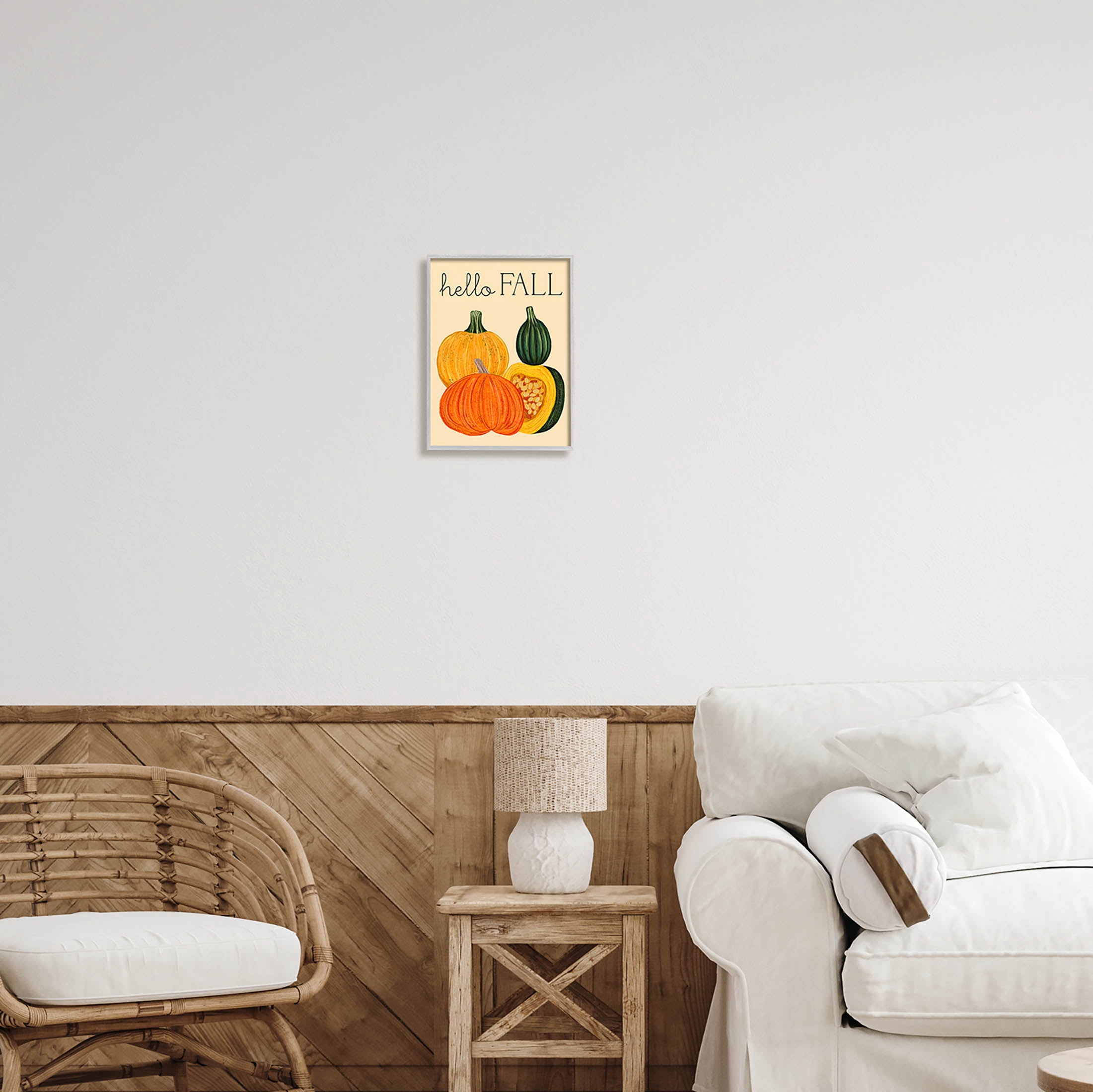 Stupell Industries Hello Fall Harvest Gourds Graphic Art Gray Framed Art Print Wall Art, Design by Ziwei Li