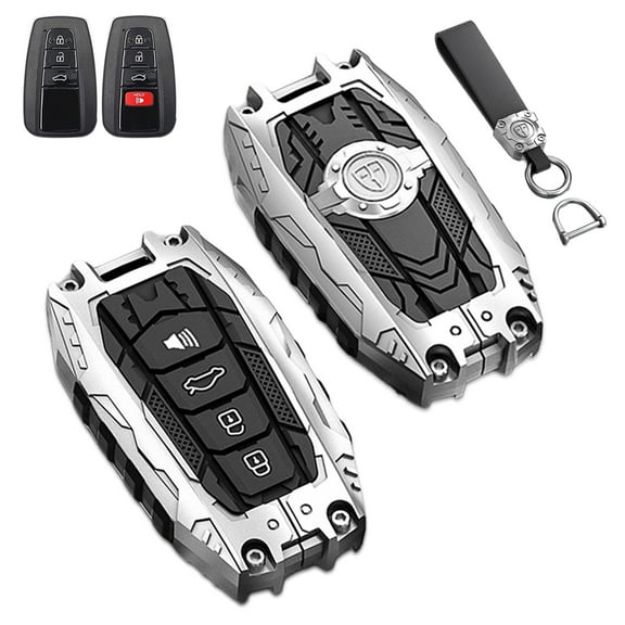 Key Cover Case, Zinc Alloy Metal Smart Remote Key Fob Case Protector Holder Shell Compatible with Toyota Highlander Prius Corolla Camry RAV4 Avalon C-HR GT86 2018-2024