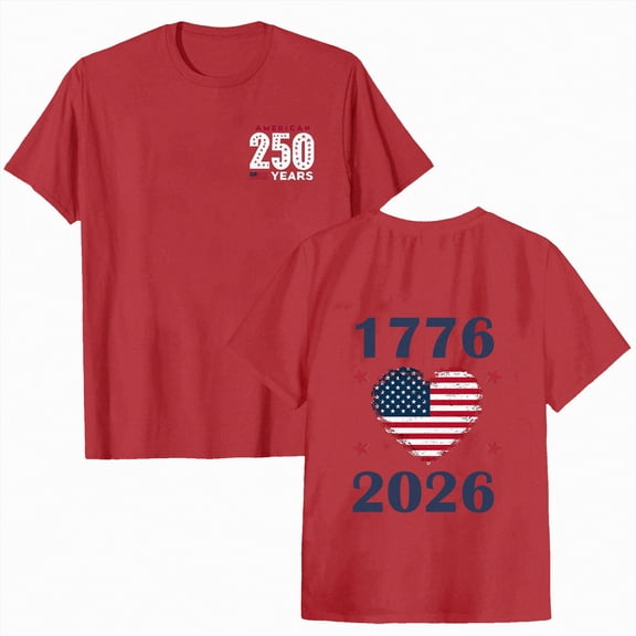 Duqingm Usa 250th Anniversary T Shirt 4th of July T Shirts for Women Patriotic American Flag Graphic Tshirts Short Sleeve Crew Neck USA Flag Patriotic Memorial Day Tee Red,L