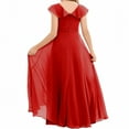 thumbnail image 2 of Junior Bridesmaid Dresses Chiffon Flower Girl Dress Girls Spaghetti Straps Party Pageant Gown -Red-14Y, 2 of 8