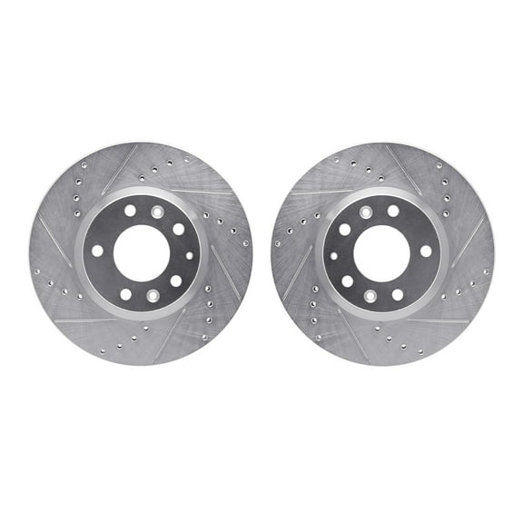 Dynamic Friction Company Front Brake Rotors-Drilled and Slotted-Silver 7002-54141
