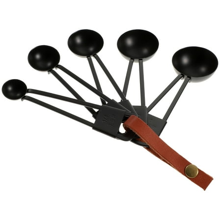 AURARMLET 5-Piece Black Stainless Steel Measuring Spoons Set for Kitchen Cooking Baking Tools