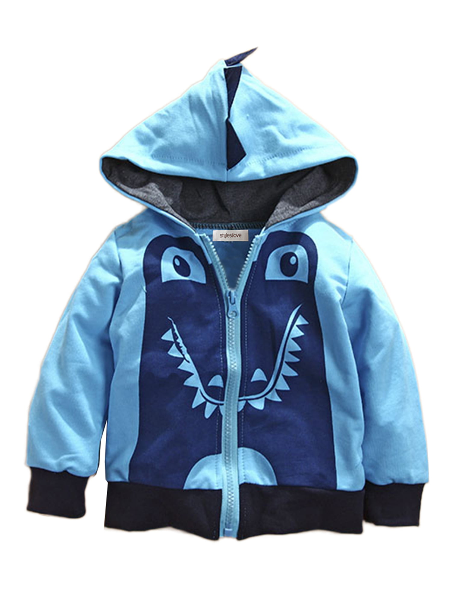 Toddler Kids Boys Hoodie Coat Jackets Dinosaur Sweatshirt Zipper Outwear Clothes 