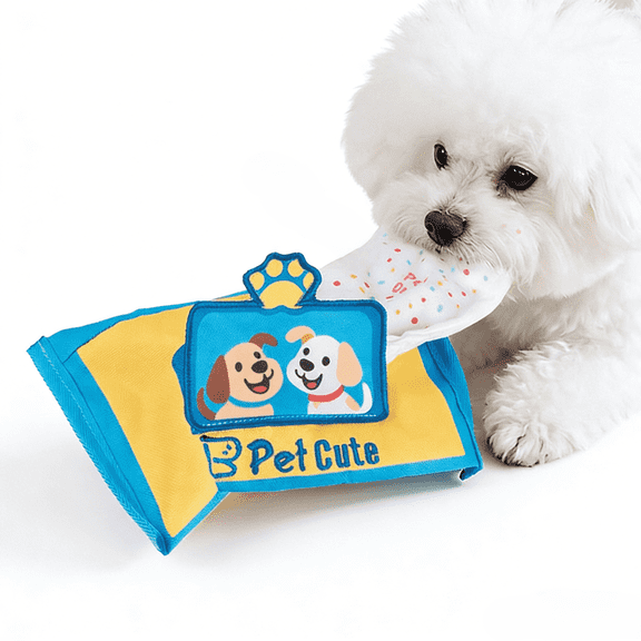 Pet Snuffle Dog Toys - Plush Tissue Box Interactive Toy for Dogs, Treat Dispensing Sniffing Dog Chew Toy
