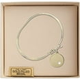 thumbnail image 3 of 5 3/4 inch Oval Eye Hook Bangle Bracelet w/ Plain Disc medal charm w/ Light Purple Swarovski Crystal, 3 of 3