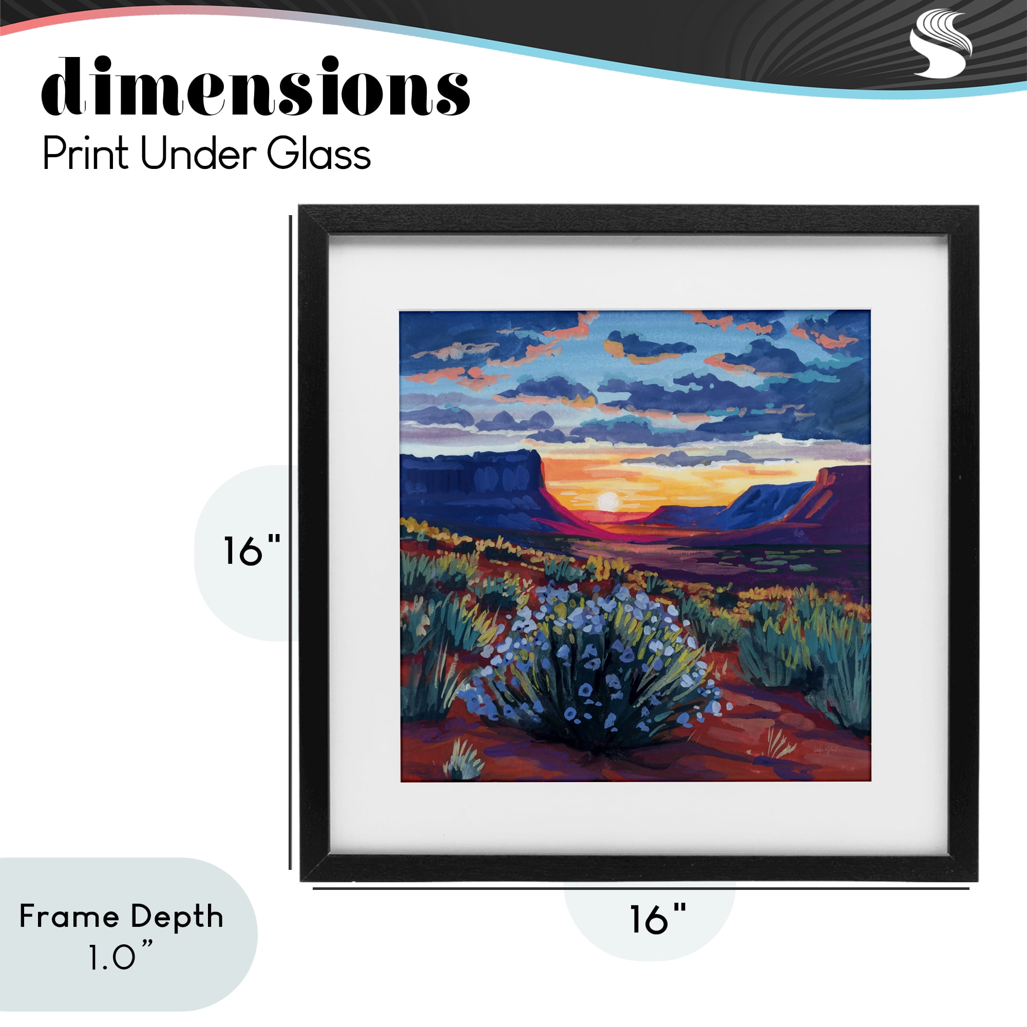 Stupell Industries Desert Sunset on Blooming Bush Black Framed Print Under Glass, design by Kate Jarvik Birch