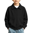 thumbnail image 2 of SERTGUTR Boys Waffle Knit Jacket Turn Down Collar Full Zipper Long Sleeve Pocket Design Solid Color Casual Top Everyday School Fall Winter Coat, 2 of 9