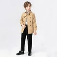 thumbnail image 3 of Cethrio Boys Trench Coats, Casual Lapel Collar Long Sleeve Mid-length Fall Winter Jackets Khaki Size 6, 3 of 7