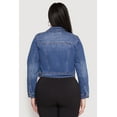 thumbnail image 5 of Womens Plus Size WAX Distressed Cropped Denim Jacket, 5 of 5