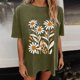 thumbnail image 5 of Faldas Cortas para Mujeres, Impresión de Flores Casual Oversized Camiseta de Manga Corta Top Hecho de 95% Poliéster 5% Spandex para Primavera Verano, Falda Corta de Verano, 5 of 7