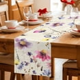 thumbnail image 5 of Purple Spring Floral Table Runner - 60 Inch Long Vintage Flowers Farmhouse Watercolor Cotton and Linen Blended Dress Scarves Farmhouse Table Runner for Kitchen Dining, Coffee Table, 13" x 60", 5 of 8