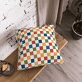 thumbnail image 5 of KLL Floral Checkerboard Decorative Throw Pillow Covers Velvet Soft for Couch Sofa Bedroom Living Room Outdoor (No pillow core)- 16"x16", 5 of 5