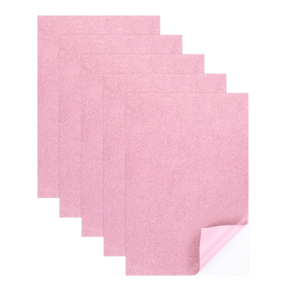 5 Sheets Pink Shiny Foam Sheets with Adhesive Backing, 8x12Inch Self-Adhesive Shiny EVA Foam Sheets Sticky EVA Paper Stickers for Art Crafts Projects, DIY Party Decoration