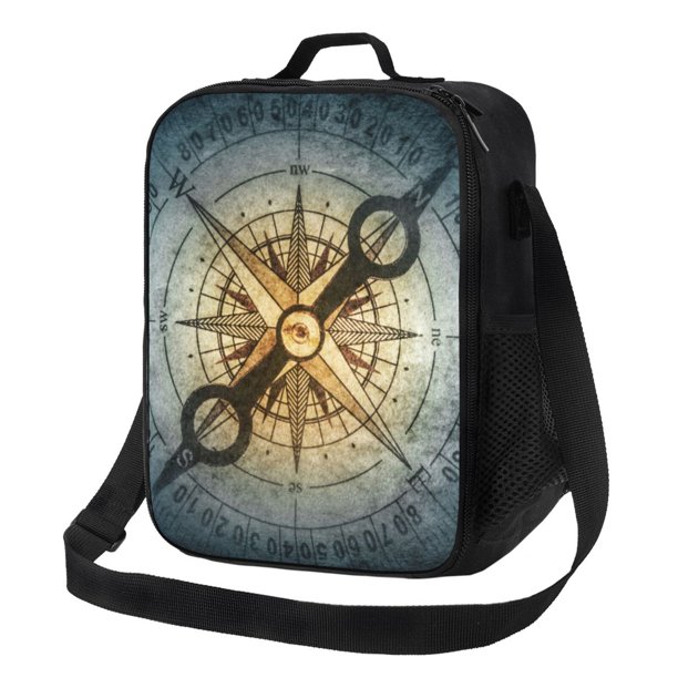 Disketp Vintage Compass Bolsa Térmica Estampada para Almuerzo, Lonchera para Hombres y Mujeres Adultos