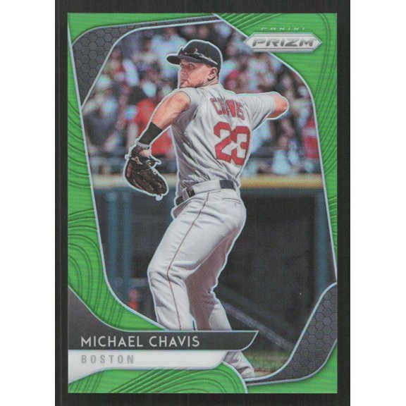 Collectible 2020 Panini Prizm Lime Green Prizm SN Michael Chavis #91 Boston Red Sox Baseball Card Boston Red Sox MLB BASEBALL Trading Card