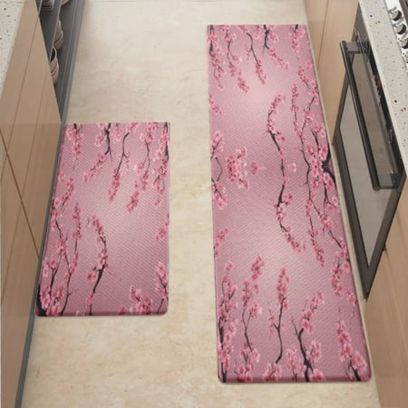 

Anti Fatigue Kitchen Mat Cherry Blossom Kitchen Rugs Non Slip Cushioned Standing Mat for Sink Floor Laundry Office Desk Mid 17.3 x 29