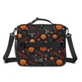 thumbnail image 2 of Basketball and Hoop Black Pattern Insulated Lunch Bag with Shoulder Strap and Bottle Holder,Bento School Lunch Bag Box,11x9.5x3.5 Inches, 2 of 5