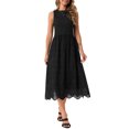 thumbnail image 2 of Vestido de verano sin mangas para mujer Inspire Chic, vestido midi en línea A, vestido casual de algodón con cuello redondo, talla XL, color negro, 2 of 6