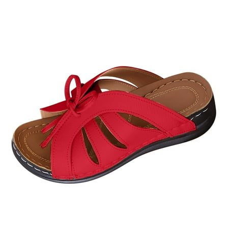 

Fesfesfes Shower Shoes Strappy Sandals Women s Large Summer Casual Vintage Slope Heel Thick Sole Sewn Shoes Straight Women s Sandals Lace Women s Shoes 9(42)
