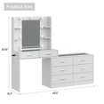 thumbnail image 3 of Yanosaku 8 Drawers Makeup Vanity with Mirror and Lights, Vanity Desk with Power Outlet, 3 Color Modes, Brightness Adjustable, Glass Top & 4 Shelves Vanity Set for Bedroom, 3 of 5