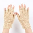 thumbnail image 2 of Beige Women Lace Fingerless Gloves With Floral Pattern, Breathable Mesh And Stretch Polyester For Driving And Spring Summer Use 9.84X5.91In 0.17Lb, 2 of 3