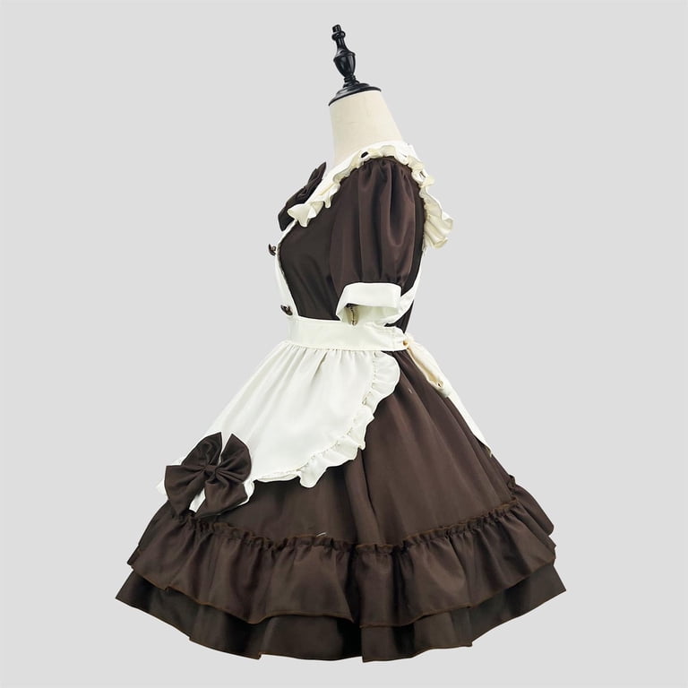 Roncen Women's Fashion Pure Color Lovely Japanese Maid Cosplay Dress - Maid  Uniform Dress for Women, Short Sleeve Square Neck Knee-Length Dress -  Walmart.com