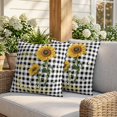 thumbnail image 3 of Pillow Covers 20x20 Set of 2, Sunflowers Square Throw Pillow Covers for Couch/Sofa/Living Room, Spring Summer Bees Floral Black Plaid Decorative Soft Pillowcases for Couch Throw Pillows, 3 of 9