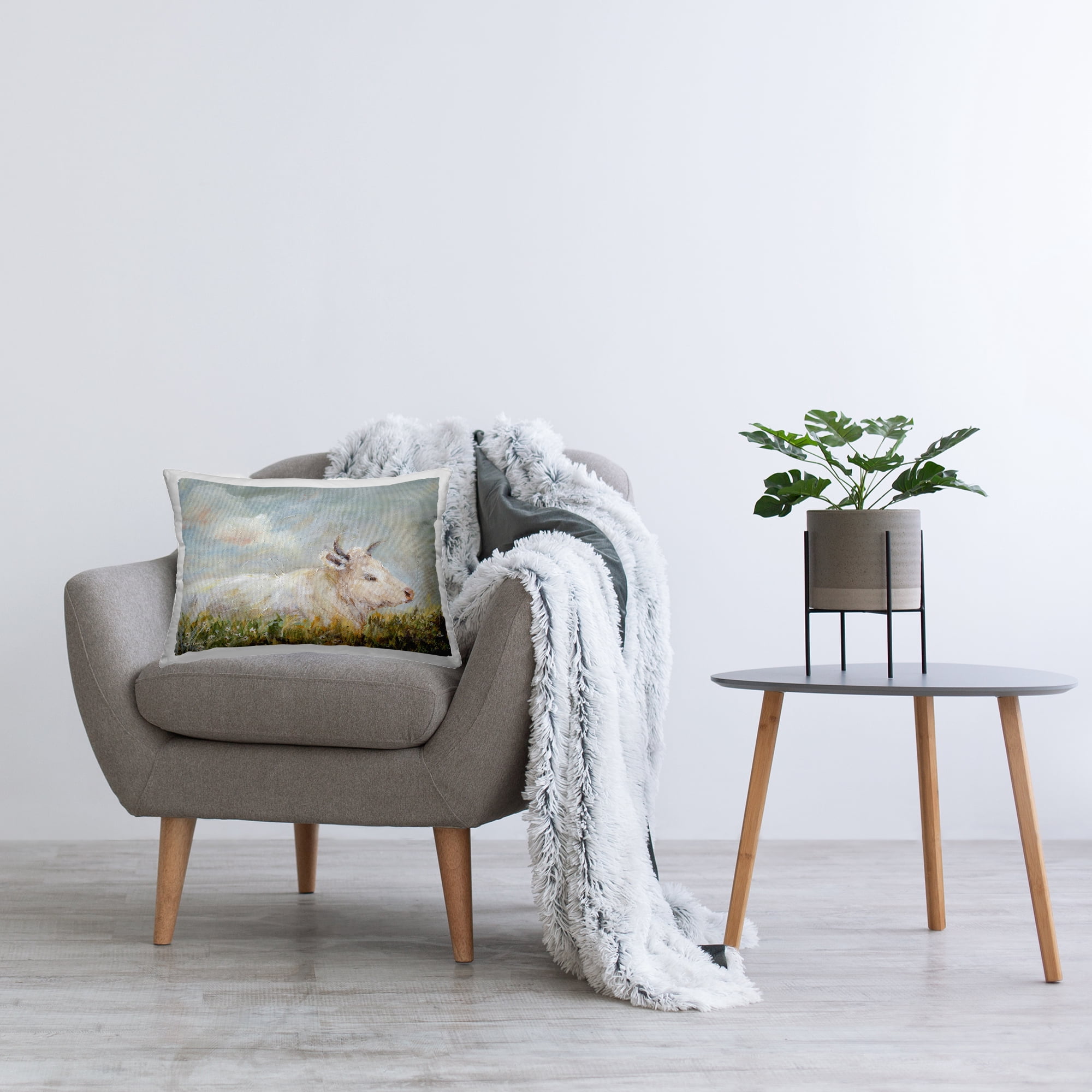 Stupell Industries Subtle Cattle Sun Bathing Decorative Printed Throw Pillow Design by Amanda Hilburn.