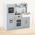 thumbnail image 2 of Wooden Play Kitchen for Kids with Cookware Playset, Lights & Sounds, 20 Accessories and Ice Maker, Microwave, Oven, Range Hood, Sink, Gift for Ages 3+(Gray), 2 of 6