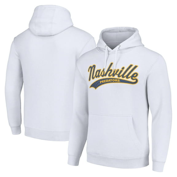 Men's Starter White Nashville Predators Tailsweep Fleece Tri-Blend Pullover Hoodie