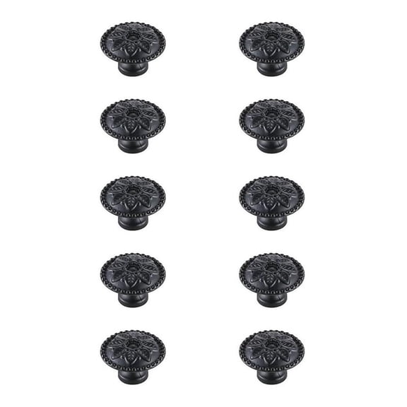 Elegant Decor Home Decorative Corio 0.9" Diameter Matte Black Mushroom Knob Multipack (Set of 10)