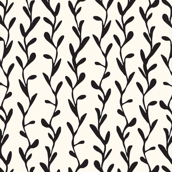 SimurgWallArts - Floral Peel and Stick Wallpaper, Beige & Black Ivy Vine Wall Mural, 19x118 in, 15.57 Sq. ft.