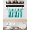 thumbnail image 3 of Turquoise Stripes Kitchen Dish Towels for Drying Dishes Set of 2, Vintage Farmhouse Ripple Texture Art Waffle Weave Microfiber Hand Tea Bathroom Towels Quick Dry & Absorbent Towel 15.7x23.6, 3 of 7