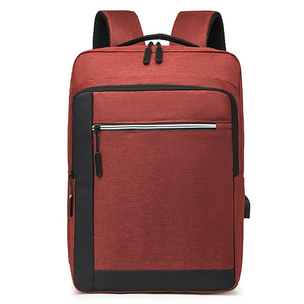 Mochila para computadora portátil, mochilas de viaje para computadoras portátiles con puerto de carga USB, mochilas universitarias, bolso para computadora, rojo