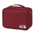 thumbnail image 1 of Bolsa de maquillaje de viaje, bolsa grande para cosméticos, estuche organizador de maquillaje para mujeres y niñas, color burdeos, 1 of 5