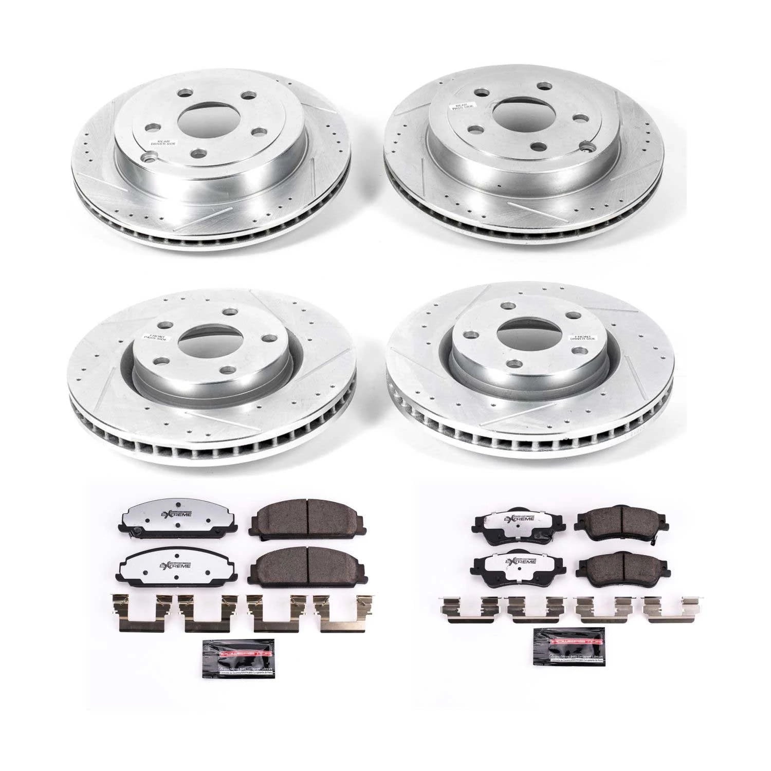 PowerStop Front and Rear Z26 Street Warrior Carbon-Fiber Ceramic Brake Pad and Drilled and Slotted Rotor Kit Fits: PONTIAC Select Models K5527-26