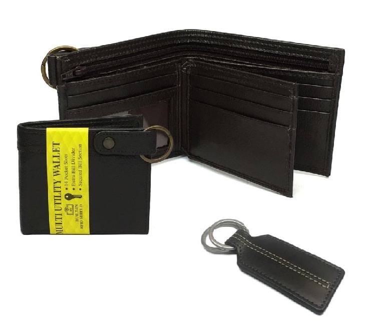 George Brown Pebble Milled Leather Billfold Wallet and Key Fob