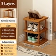 thumbnail image 2 of 15"H Narrow Shoe Rack Organizer, Space Saving Corner Shoe Shelf Tower for Closet Entryway Bedroom Garage, Brown, 2 of 5