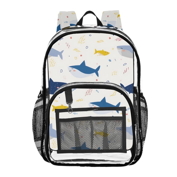 ALAZA Clear Backpack Sharks Cartoon PVC Transparent BookBag