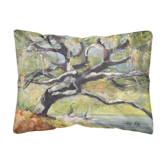 Carolines Treasures JMK1132PW1216 Oak Tree on the Bay with Sailboats Canvas Fabric Decorative Pillow  12H x16W