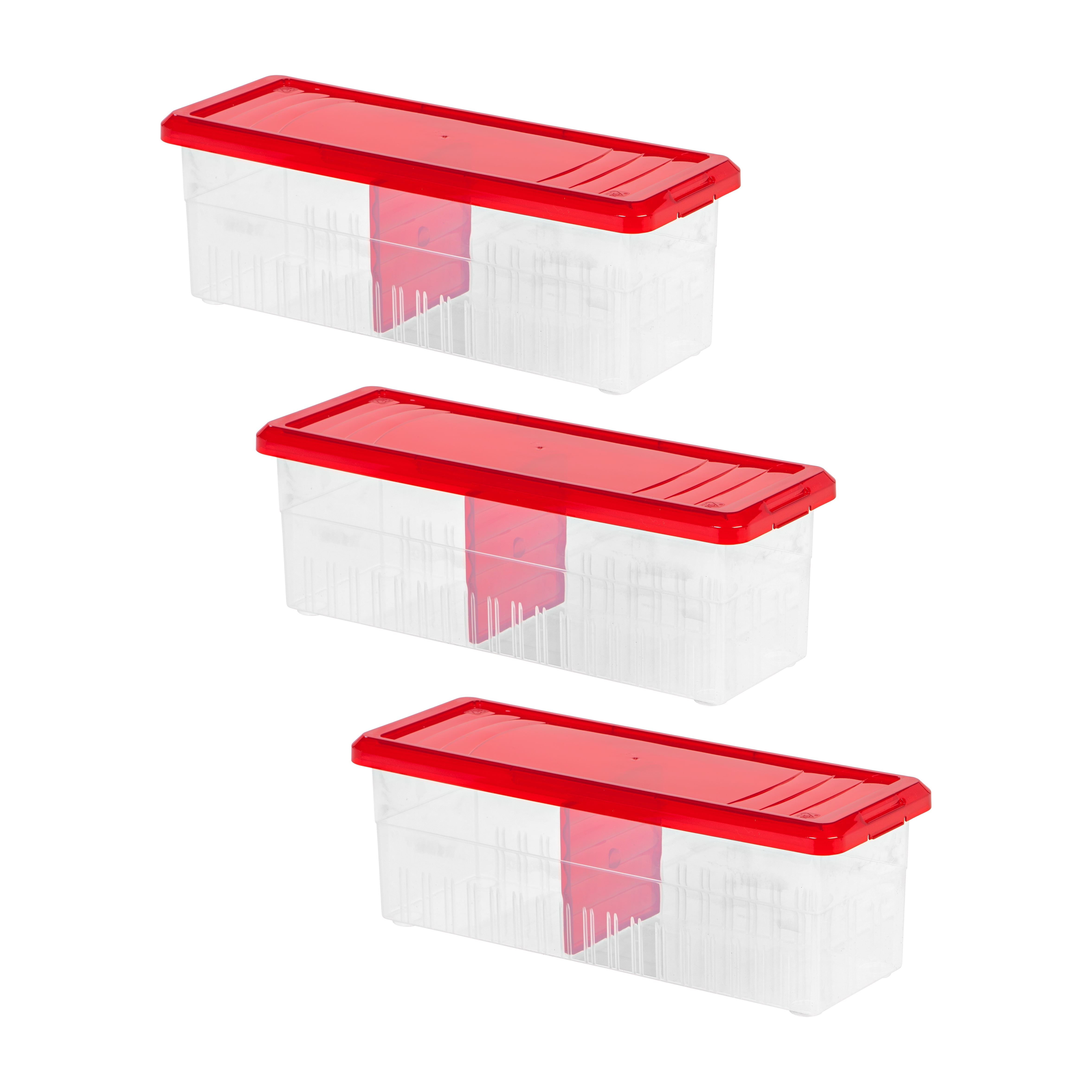 IRIS Ribbon Storage Box, 3 Pack, Red