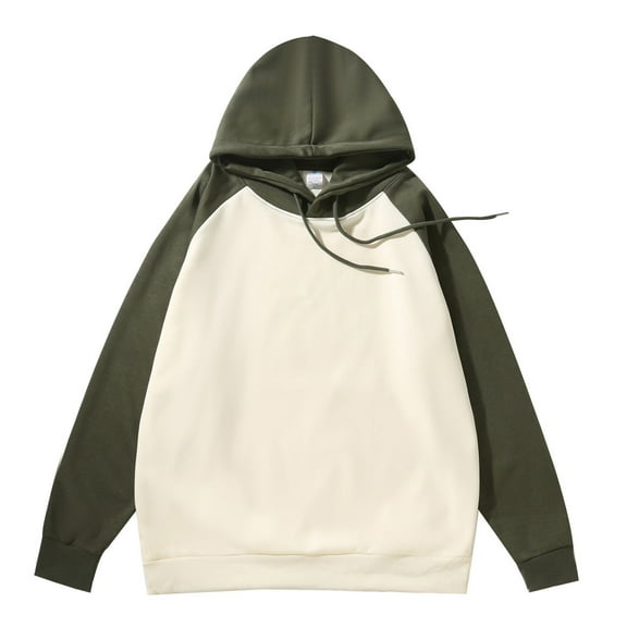 Yiaimeir Unisex Casual Pullover Hoodie Long Sleeve Raglan Sweatshirt Soft Comfortable Drawstring Hooded Top for Everyday Wear