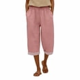 thumbnail image 5 of JJHGVB capris pants Knee Length Capri Pants Drawstring Pants mid-calf length Slacks active pants women Lightweight Breathable pantalones capri Straight Leg Pants Cropped Pant Pink M, 5 of 7
