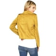 thumbnail image 3 of Haute Monde Women's Juniors Casual Faux Suede Moto Jacket (Mustard, Small), 3 of 3