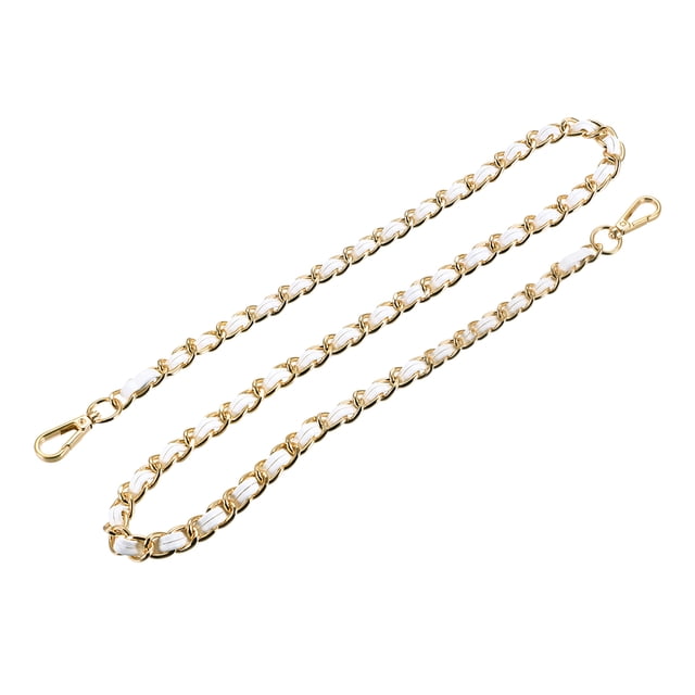 Unique Bargains Purse Chain Strap, 32' Purse Strap Shoulder Bag Replacement Strap, White&Gold