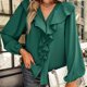 thumbnail image 2 of Tops Para Mujer Blusas de Manga Larga Temperamento Elegante Viento Color Sólido Plisado Cuello en V Cómoda Camisa Top Odeerbi  ODB184429, 2 of 5