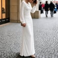 thumbnail image 4 of Shihyeh Women's Elegant Pleated Long Sleeve Flowy Evening Dress, Solid Color Chic Gown, Soft Stretchy Party Dress, 4 of 7
