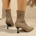 thumbnail image 6 of Willtoo Women Pointed Toe Stiletto Sock Ankle Boots Stretch Knit Slip On Short Boots Fall Winter Slim Heel Fashion Booties, 6 of 6