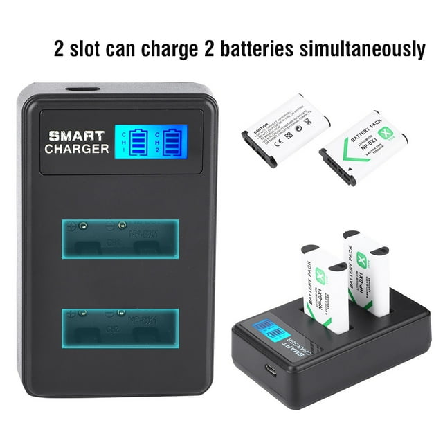 Cargador Portátil Lcd De Doble Ranura Para Batería NP-BX1, Color Negro, Con Carga USB, Ligero, Para ViJes Al Aire Libre
