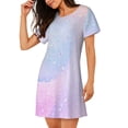 thumbnail image 2 of Rateoe Rainbow Unicorn Party Print Women’s Nightdress – Cozy Cotton Short-sleeved Sleep Shirt, Loose-Fit Sleepwear, Perfect for Relaxing and Sleeping, 2 of 6